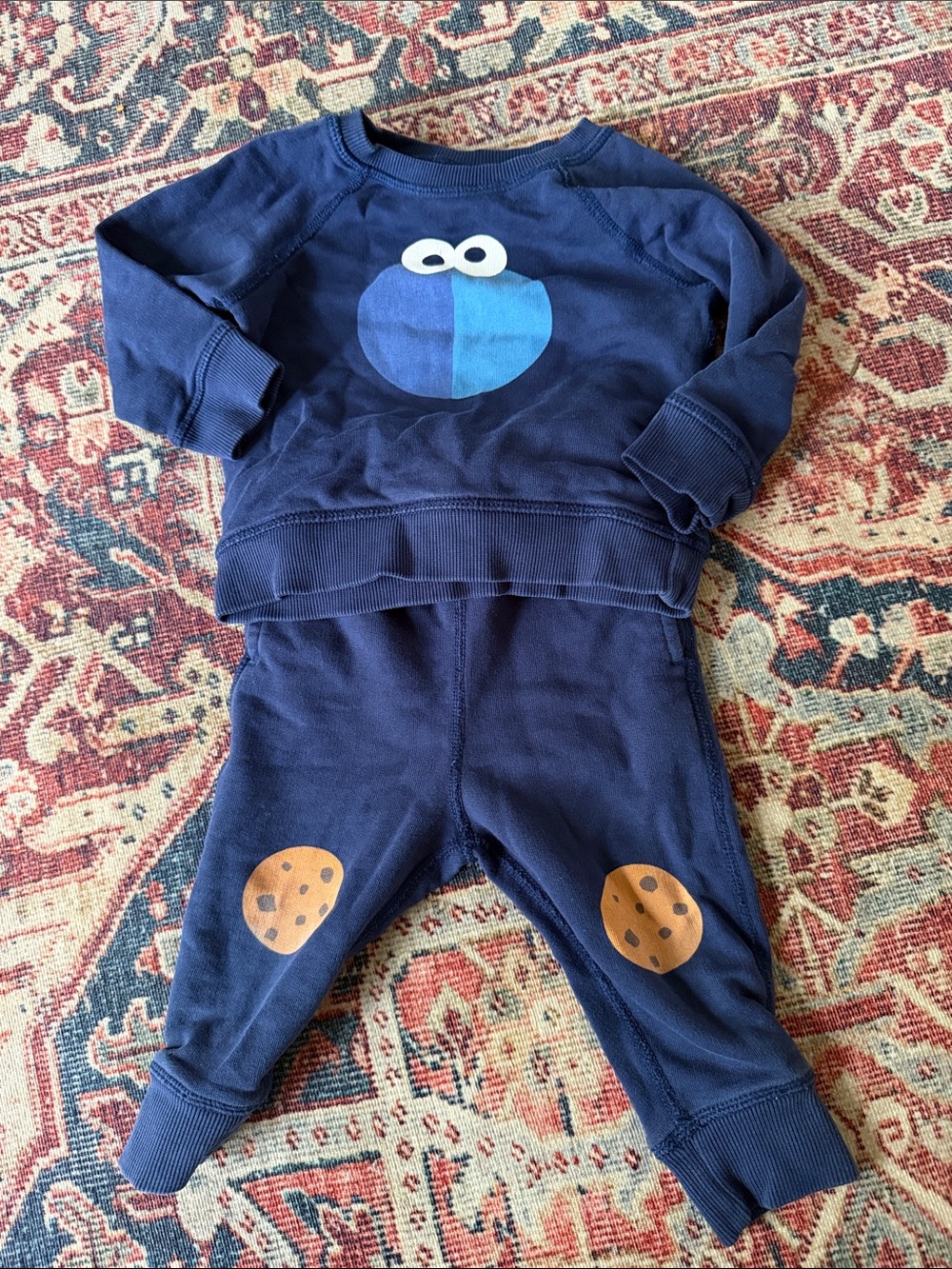 Hanna Andersson Navy Blue Cookie Monster Sweatshirt and Sweatpants set